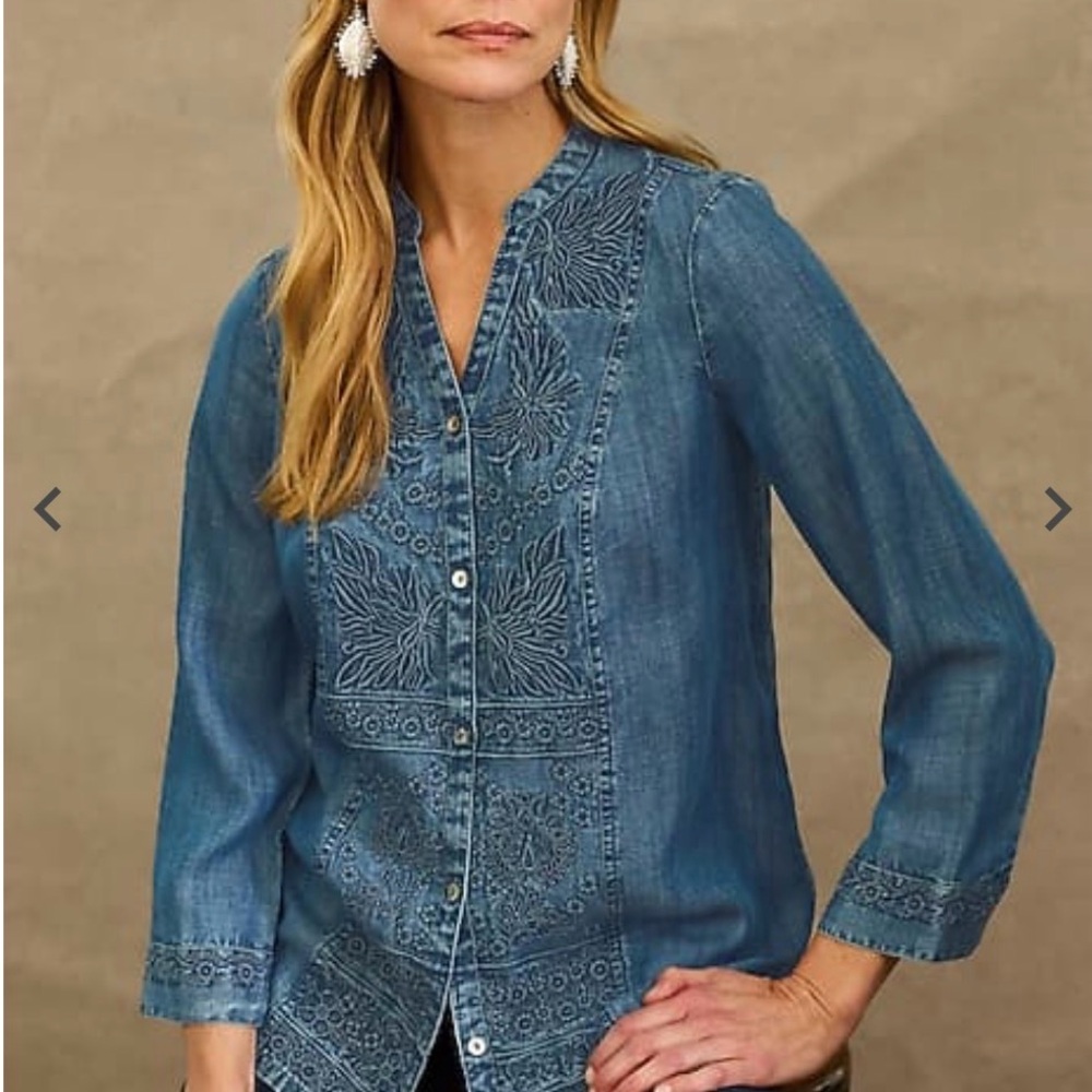 J. Jill Pure Jill Embroidered Button-Front Shirt